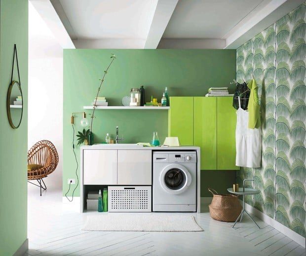 lavanderia planejada verde